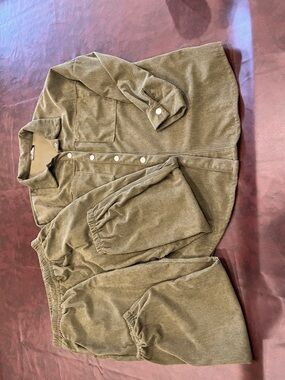 Corduroy Track Pant and Jacket Set - Olive Green